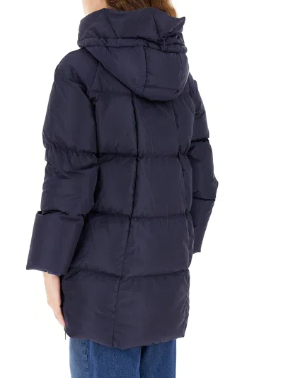 Weekend Max Mara Long-sleeved Hooded Cotton Jacket In Blue