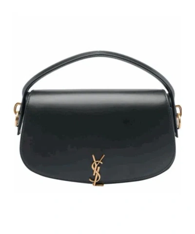 Saint Laurent Voltaire In Box Curved-handle Leather Shoulder Bag In Black