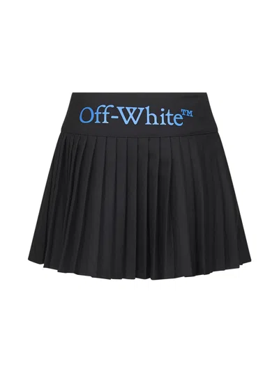 Off-white High-waisted Pleated Mini Skirt Design In Black