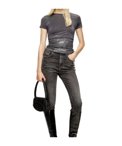 Diesel Jersey Top With Drawstring Sides In Gray