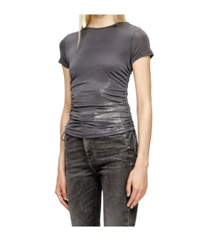 Diesel Jersey Top With Drawstring Sides In Gray