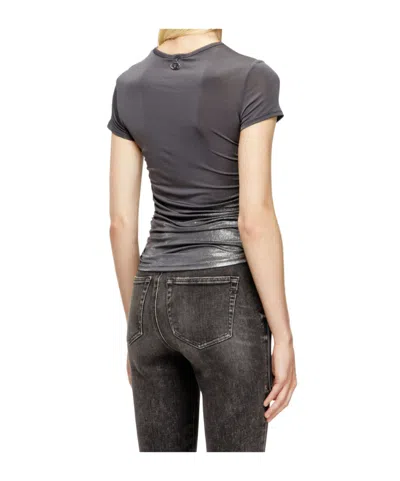 Diesel Jersey Top With Drawstring Sides In Gray