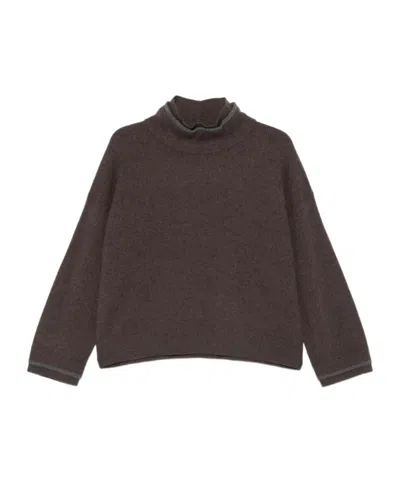 Brunello Cucinelli Cashmere Turtleneck Sweater In Brown