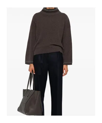 Brunello Cucinelli Cashmere Turtleneck Sweater In Brown