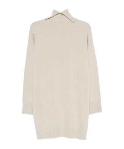 Roberto Collina Turtleneck Dress Dropped Shoulders Ribbed Cuffs In Animal Print