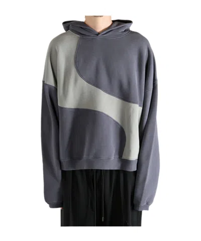 Erl Wave Hoodie Knit Sweatshirt In Blue