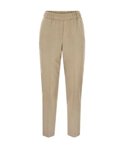 Peserico Stretch Virgin Wool Trousers In Brown