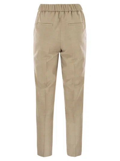 Peserico Stretch Virgin Wool Trousers In Brown