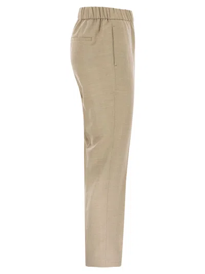 Peserico Stretch Virgin Wool Trousers In Brown