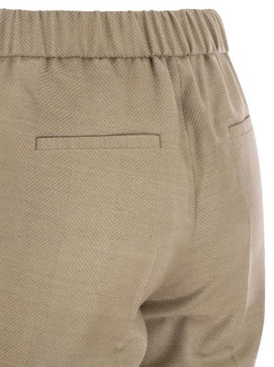 Peserico Stretch Virgin Wool Trousers In Brown