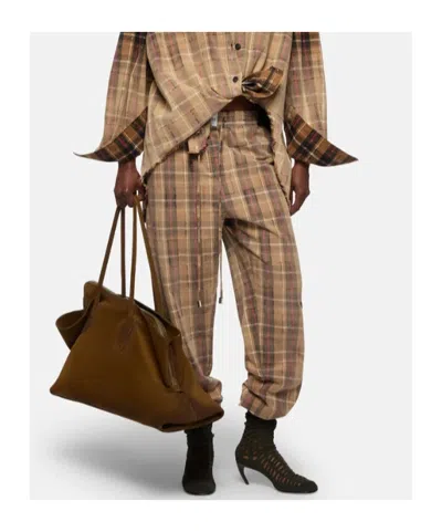 Attico Plaid Drawstring Long Pant In Multi