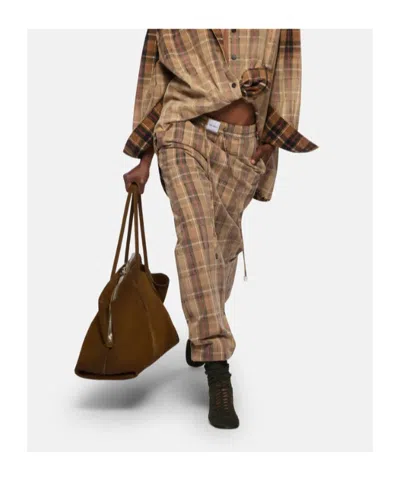 Attico Plaid Drawstring Long Pant In Multi