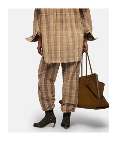Attico Plaid Drawstring Long Pant In Multi