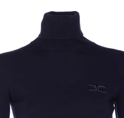 Elisabetta Franchi Turtleneck Top With Contrasting Poplin Insert And Logo Buckle In Black