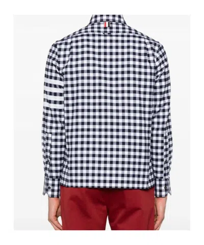 Thom Browne Navy Blue Check Shirts In Blue
