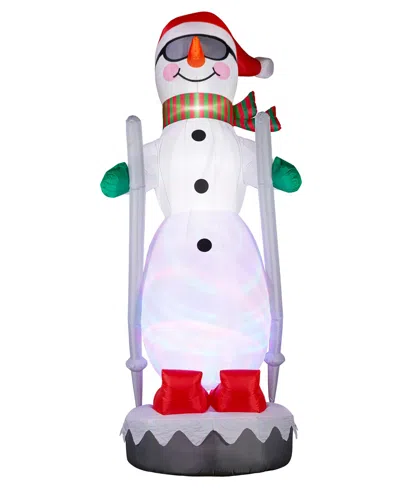 Glitzhome 20" Giant Disco Lighted Inflatable Skiing Snowman In Multi