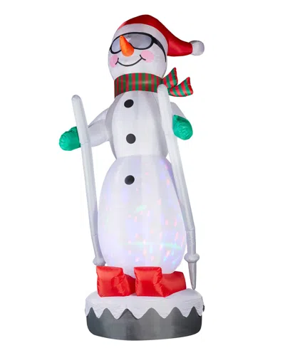Glitzhome 20" Giant Disco Lighted Inflatable Skiing Snowman In Multi