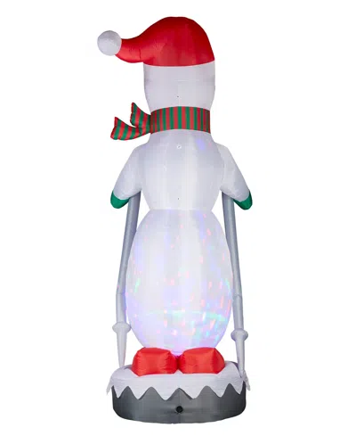 Glitzhome 20" Giant Disco Lighted Inflatable Skiing Snowman In Multi