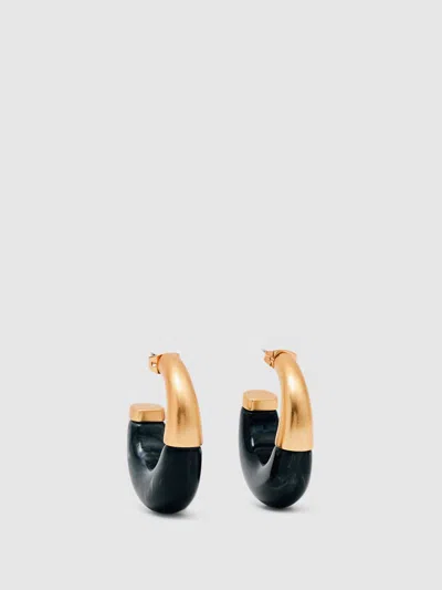 Reiss Gold Samira Tone Scoop Enamel Hoop Earrings In Black