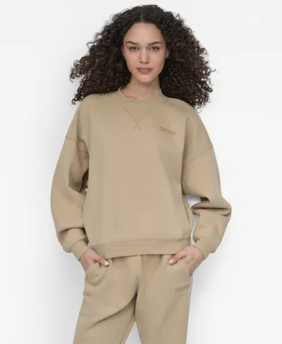 Dkny Women's Crew Neck Long Sleeves Top In Brown