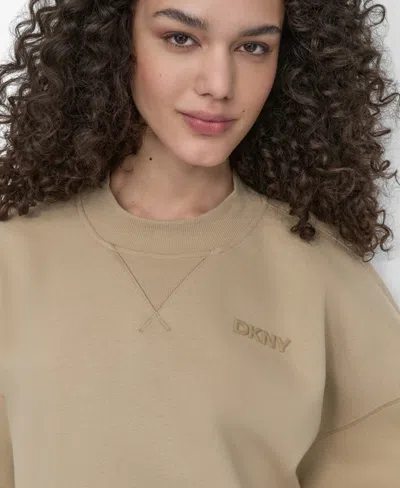 Dkny Women's Crew Neck Long Sleeves Top In Brown