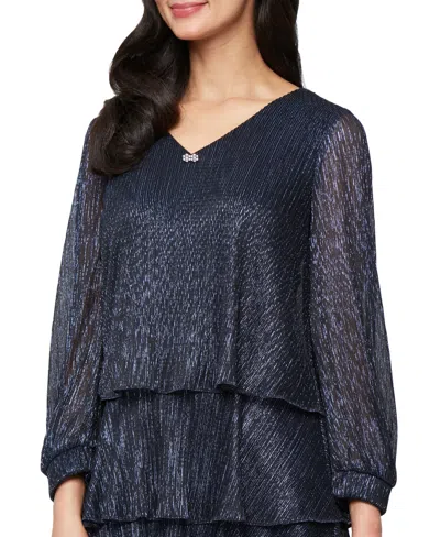 Sl Fashions Women'sâ Short V-neck Bodre Dress In Blue