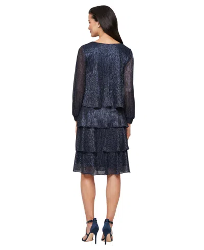 Sl Fashions Women'sâ Short V-neck Bodre Dress In Blue