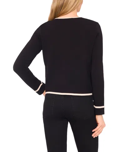 Cece Patch Pocket Tipping Cardigan In Black