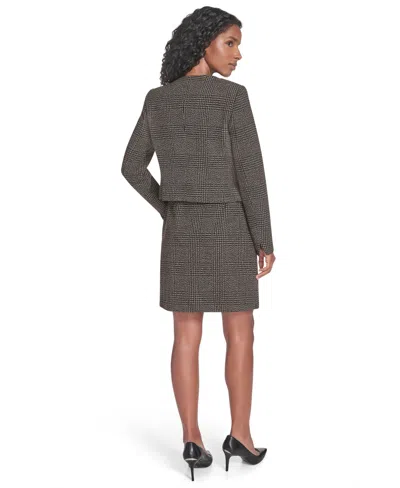 Calvin Klein Glen Plaid Crop Jacket In Brown