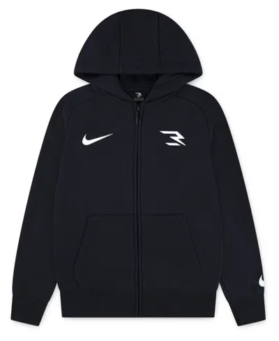 Nike 3brand By Russell Wilson Big Kid Boys Long Sleeve Fleece Zipper Active Hoodie In Black