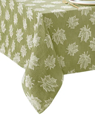 Elrene Falling Leaves Jacquard Cotton Tablecloth, 60"x 102" In Green