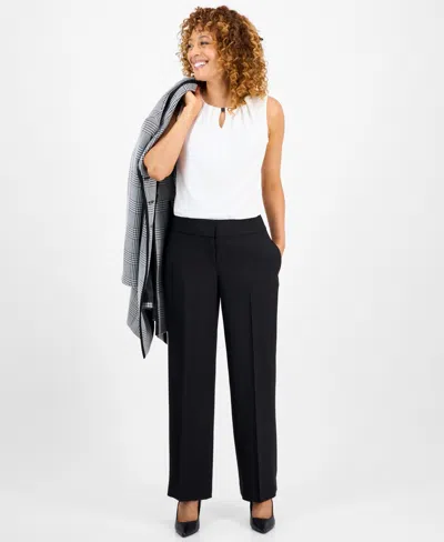 Le Suit Women's Framed Plaid Belted Wide-leg Pantsuit Set, Regular & Petite In Black