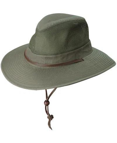 Dorfman Pacific Men's Mesh Safari Hat In Green