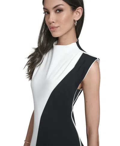 Calvin Klein Women's Colorblock Mock Neck Midi Dress In Multi