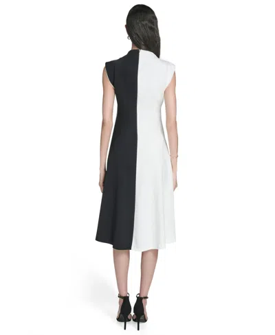 Calvin Klein Women's Colorblock Mock Neck Midi Dress In Multi