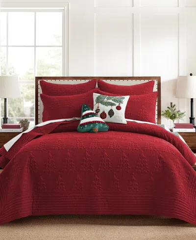 Levtex O Christmas Tree Stitching 2-pc. Quilt Set, Twin/twin Xl In Red