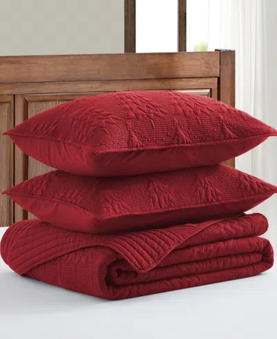 Levtex O Christmas Tree Stitching 2-pc. Quilt Set, Twin/twin Xl In Red