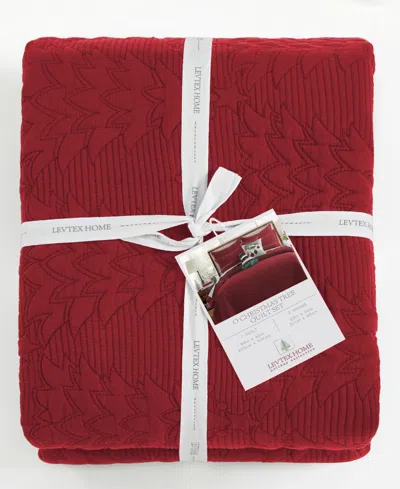 Levtex O Christmas Tree Stitching 2-pc. Quilt Set, Twin/twin Xl In Red