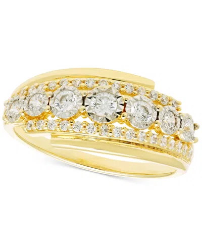 Macy's Diamond Three Row Ring (1/2 Ct. T.w.) In 14k Gold In Gold