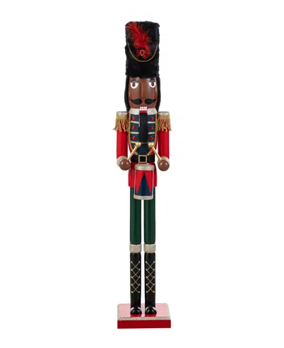 Glitzhome 36.5" Wooden Christmas African Soldier Nutcracker In Multi
