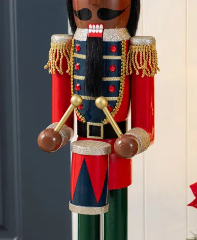 Glitzhome 36.5" Wooden Christmas African Soldier Nutcracker In Multi