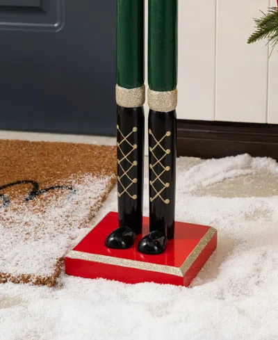 Glitzhome 36.5" Wooden Christmas African Soldier Nutcracker In Multi