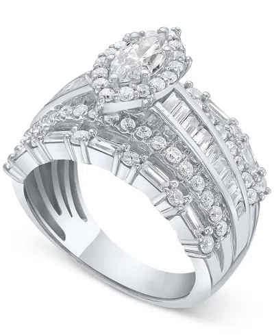 Macy's Diamond Multi-row Statement Ring (2 Ct. T.w.) In 14k White Gold In Metallic