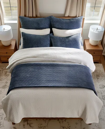 Levtex Velvet Stitch Reversible 3-pc. Quilt Set, King/california King In Blue