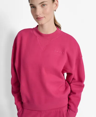 Dkny Logo Crop Sweatshirt In Pink