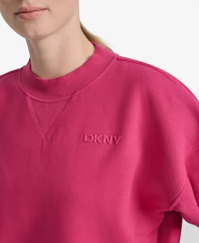 Dkny Logo Crop Sweatshirt In Pink