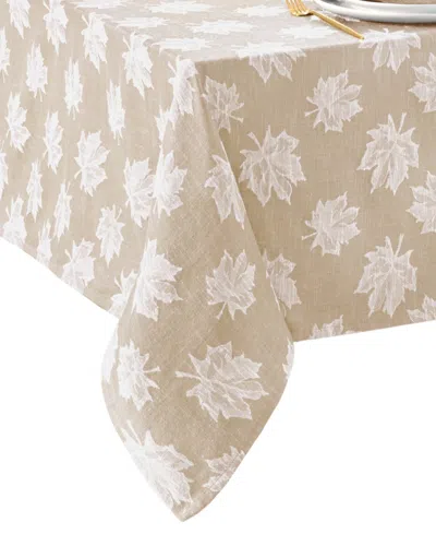 Elrene Falling Leaves Jacquard Cotton Tablecloth, 60" X 84" In Neutral