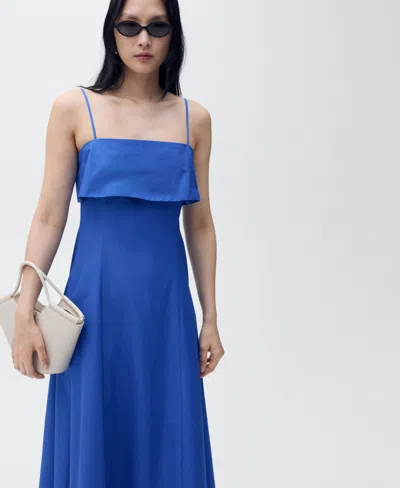 Mango Women's Flared Cotton Dress In Blue