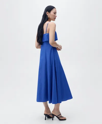 Mango Women's Flared Cotton Dress In Blue