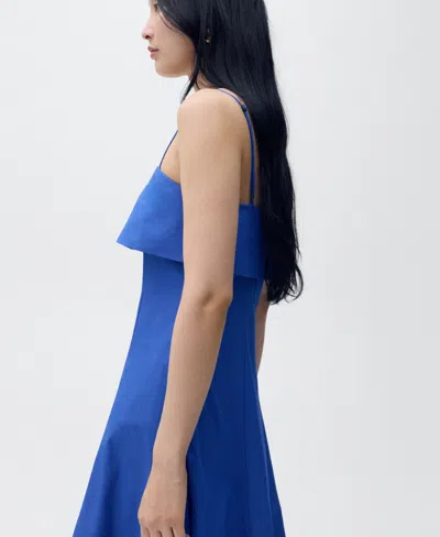 Mango Women's Flared Cotton Dress In Blue